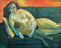 Rafael Tufino Figural Painting, Female Nude, 49W - Sold for $18,750 on 04-23-2022 (Lot 367).jpg